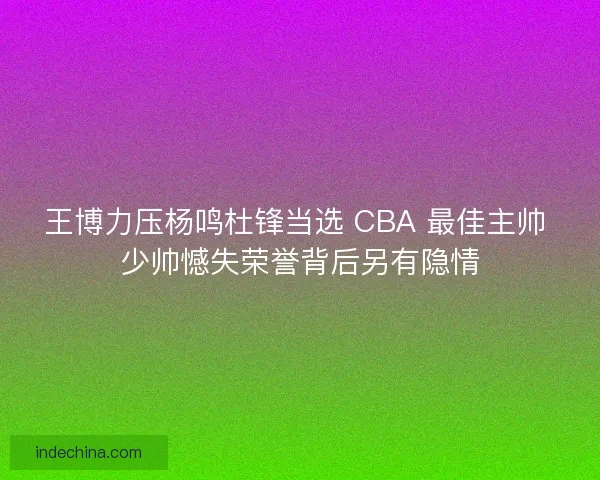 王博力压杨鸣杜锋当选 CBA 最佳主帅 少帅憾失荣誉背后另有隐情